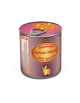 РОДНЫЕ КОРМА консервы для собак Знатные 100 % Кролик 12х340г купить  зоотовары для животных