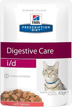 Hills I/D консервы для кошек полноценный диетический рацион при заболеваниях ЖКТ Лосось 12х85гр купить 