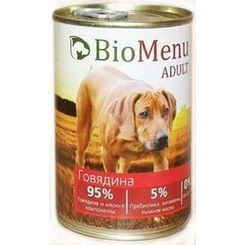 Biomenu Adult Консервы для Собак Говядина 95%-Мясо 12х410г купить 