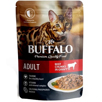 Mr.Buffalo ADULT влажный корм для кошек Говядина в соусе 28х85гр купить 