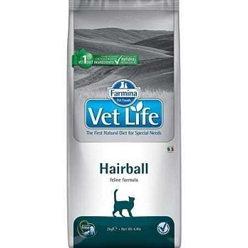 Farmina Vet Life Hairball Корм для Кошек Снижает Образование и Способствует Выведению Шерстяных Комочков Из Жкт 2кг купить 