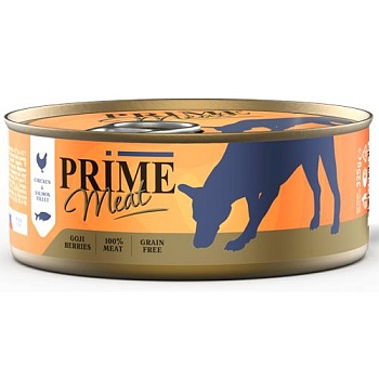 PRIME MEAT консервы для собак Курица с лососем филе в желе 325гр купить 