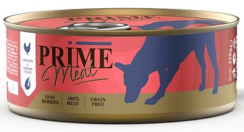 PRIME MEAT консервы для собак Курица с креветкой филе в желе 36х325гр купить 