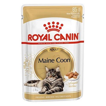 Royal Canin MAINE COON ADULT пауч соус влажный корм для кошек породы мейн-кун старше 15 месяцев 85гр купить 