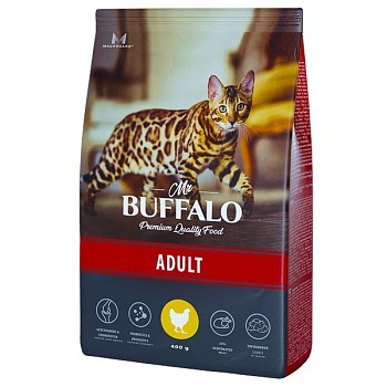 Mr.Buffalo ADULT сухой корм для кошек с курицей 400г купить 