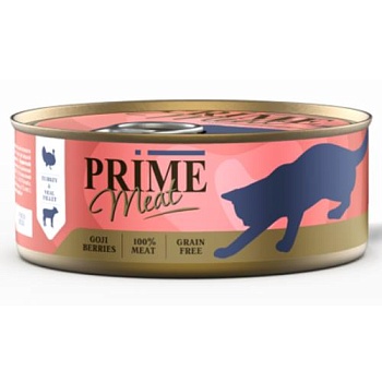 PRIME MEAT консервы для кошек Индейка с телятиной филе в желе 100гр купить 