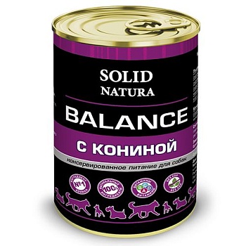 SOLID NATURA Balance Консервированный корм для собак Конина 340г купить 