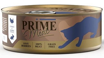 PRIME MEAT консервы для кошек Индейка с кроликом филе в желе 10х90гр купить 