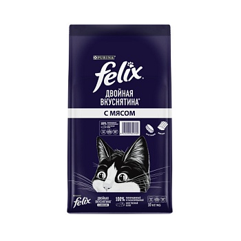 Felix Двойная вкуснятина корм для кошек, с мясом 10кг купить 