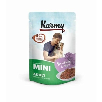 KARMY Mini Adult пауч для собак мелких пород Ягненок в соусе 12х80г купить 