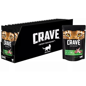 CRAVE Корм консервированный для взрослых кошек Ягненок (пауч) 30х70гр купить 