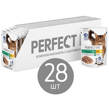 PERFECT FIT консервы для кастрированных котов и стерилизованных кошек курица в соусе 28х75гр купить 