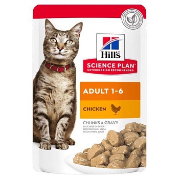 Hills Cat Adult Chicken консервы для кошек курица кусочки в соусе 12х85г купить 