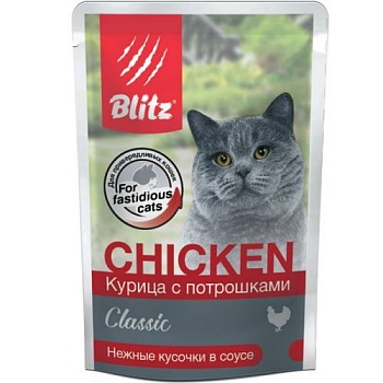 BLITZ Консервы для кошек Курица с Потрошками в соусе 24х85г купить 