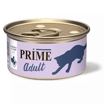 PRIME MEAT паштет для кошек Курица и Ягненок 75гр купить 