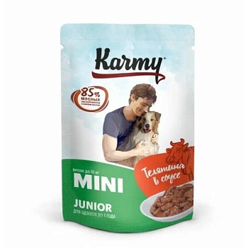 KARMY Mini Junior пауч для щенков мелких пород Телятина в соусе 12х80г купить 