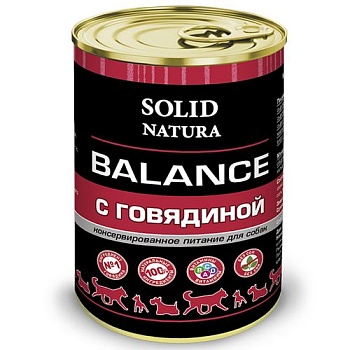 SOLID NATURA Balance Консервированный корм для собак Говядина 340г купить 