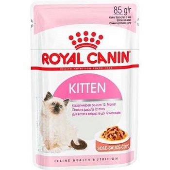 Royal Canin Kitten Соус консервы корм для котят в период роста с 4-х до 12-х месяцев 85г купить 