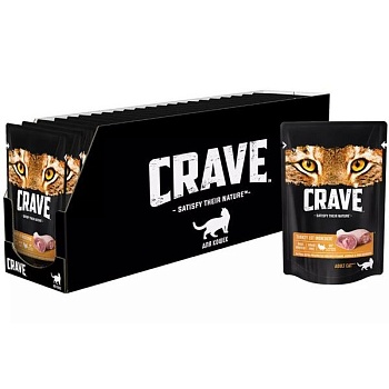 CRAVE Корм консервированный для взрослых кошек Индейка (пауч) 30х70гр купить 