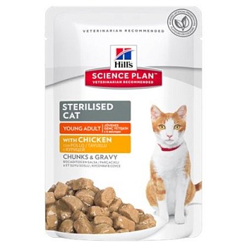 Hills Science Plan Sterilised Cat Chicken консервы для стерилизованных кошек курица 12х85г купить 