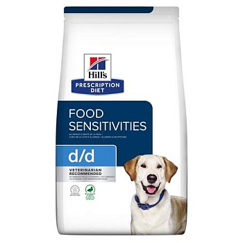Hills сухой для собак D/D Утка/рис полноценный диетический рацион при пищевых аллергиях 1,5кг купить 