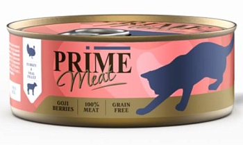 PRIME MEAT консервы для кошек Индейка с телятиной филе в желе 10х90гр купить 