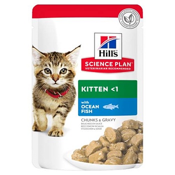 Hills Kitten Ocean Fish Консервы для котят Рыба кусочки в соусе 12х85г купить 