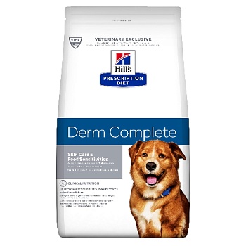 Hill`s PD Derm Complete сухой корм для собак полноценный диетический рацион для защиты кожи 12кг купить 