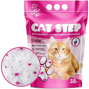 Cat Step Наполнитель Впитывающий силикагелевый Crystal Pink 3.8л купить 