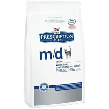 Hills Feline M/D сухой корм для кошек полноценный диетический рацион при сахарном диабете, ожирении 1.5 кг купить 