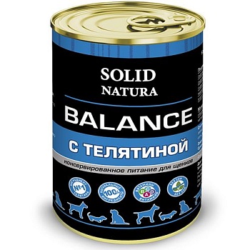 SOLID NATURA Balance Консервированный корм для щенков Телятина 340г купить 