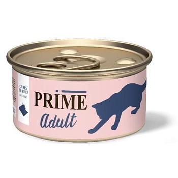 PRIME MEAT консервы для кошек Говядина кусочки в соусе 24х75гр купить 