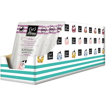 Cat`s Menu консервы для взрослых стерилизованных кошек с кроликом кусочки в соусе 32х85гр купить 