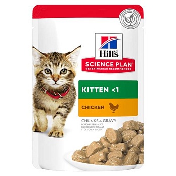 Hills Kitten Chicken консервы для котят курица кусочки в соусе 12х85г купить 