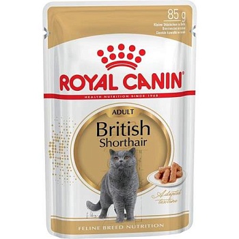 Royal Canin BRITISH SHORTHAIR ADULT пауч соус влажный корм для кошек британской короткошерстной породы старше 12 месяцев 28х85гр купить 