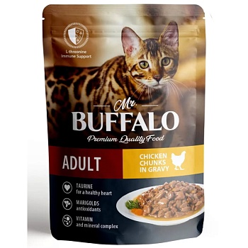 Mr.Buffalo ADULT влажный корм для кошек Цыпленок в соусе 28х85гр купить 